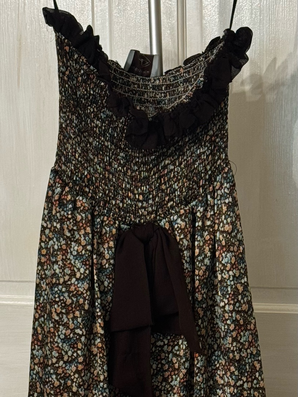 Judith March Strapless Brown Floral Mini Dress